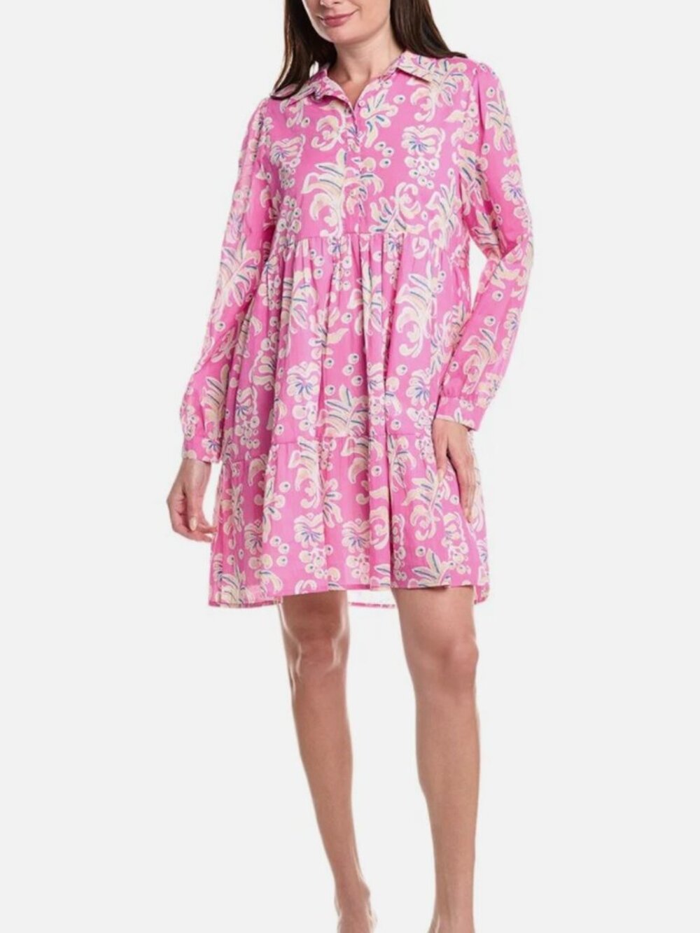 NWT Ro's Garden Pink Floral Button Down Shirt Dress • Romantic Vibes • M